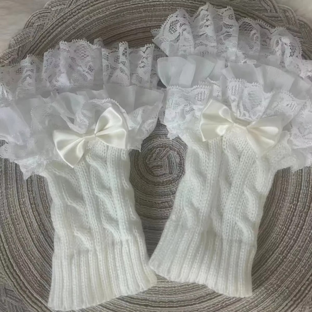 1 pair Lace Ruffle Hand Sleeve - Fingerless Glove Knit recension och pris